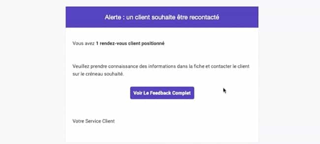 Alerte : client souhaite être recontacté