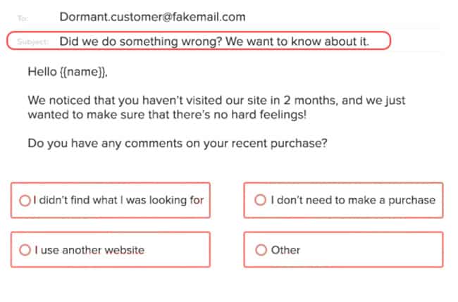 survey for dormant customers