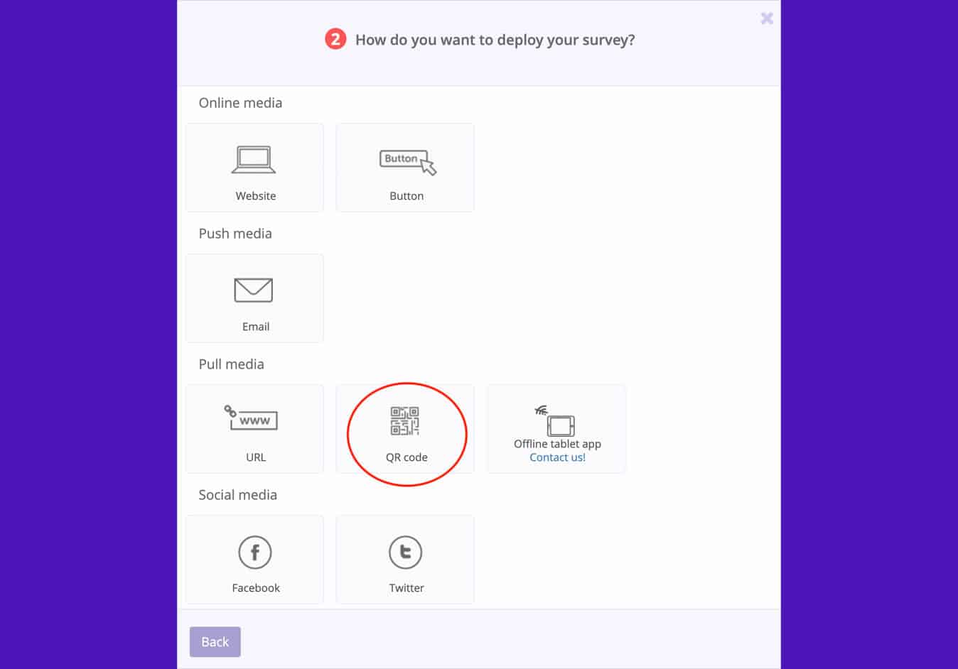 QR Codes surveys deployment 