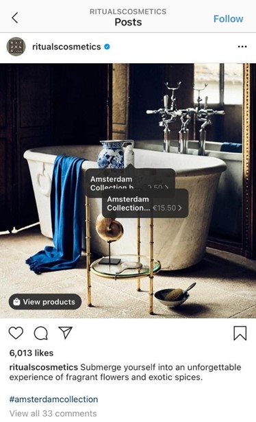 Shoppable content - Rituals - Instagram - ADN consommateurs