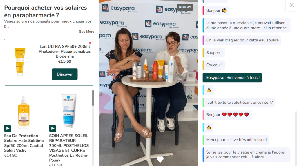 Live shopping - marque Easy Para - expérience client