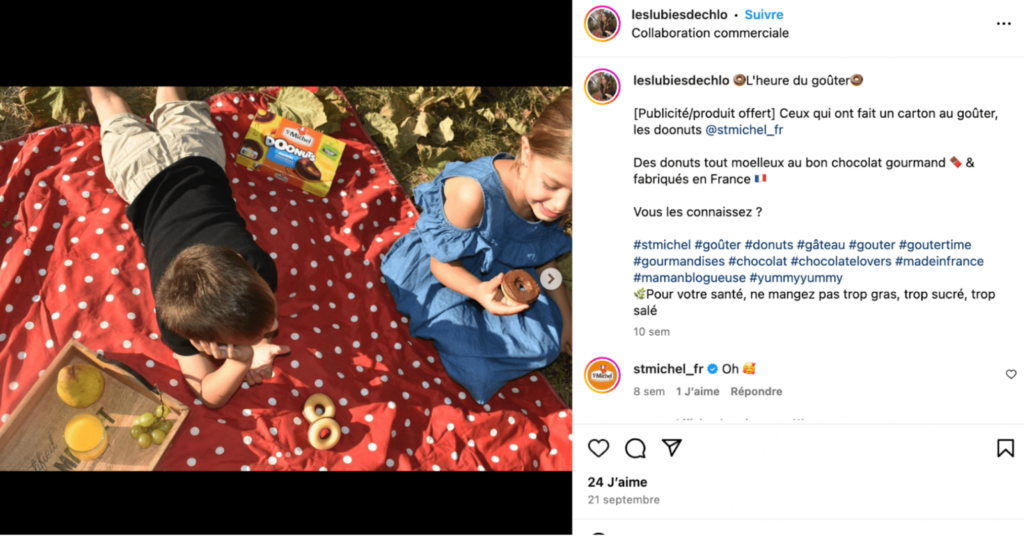 Publication Instagram UGC - en collaboration marque St michel