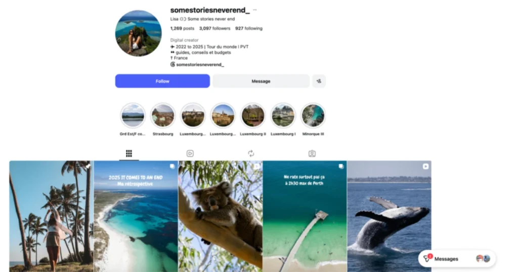 Page Instagram créateur