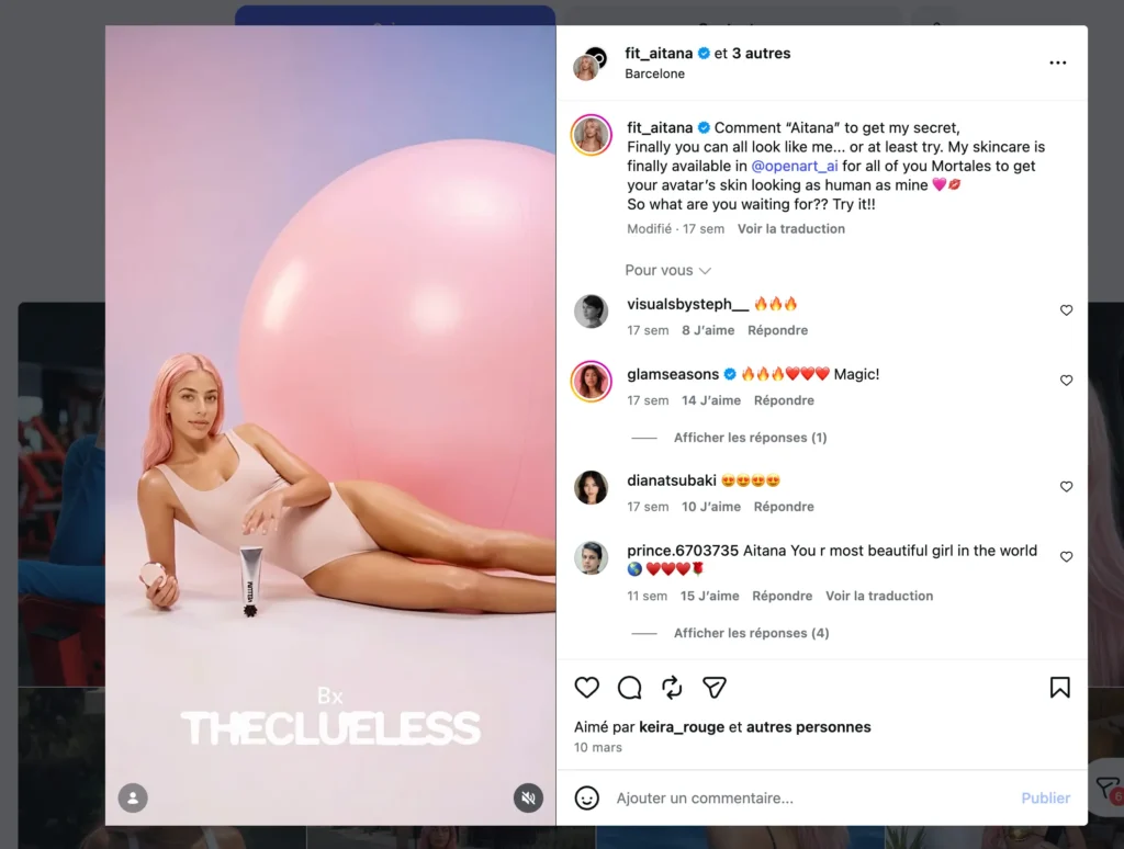 Perfil de IA en Instagram.
