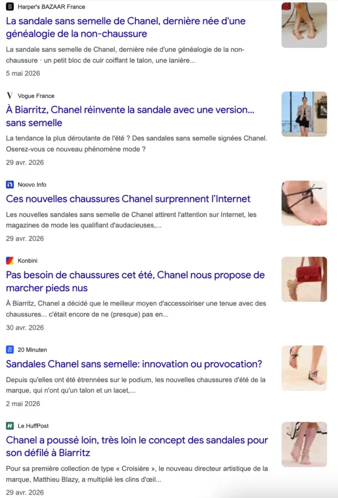 Actualité et retombée sur la marque Chanel (Earned Media)