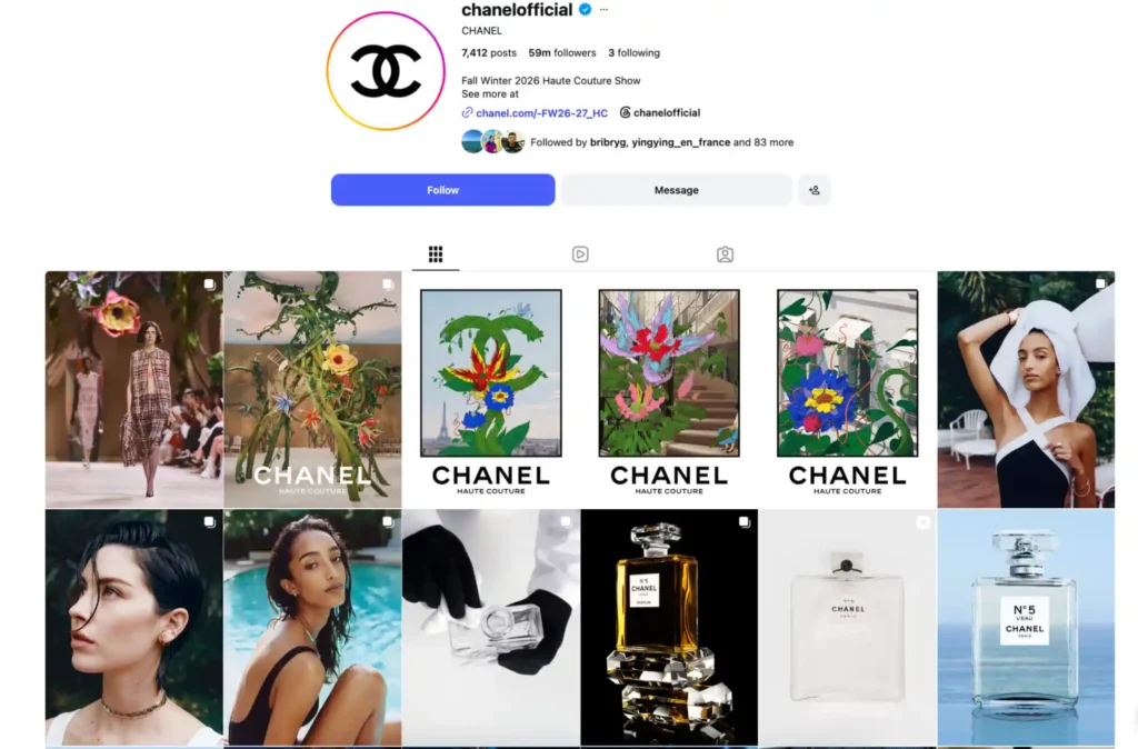Page instagram Chanel