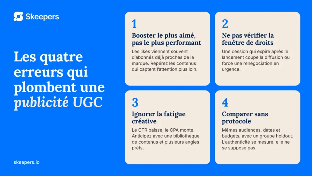 Image générée par IA sur les 4 erreurs pub UGC